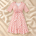 Adjustable-Waist V-Neck Maternity Dress, A, product on cream linen