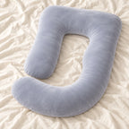 Full-Body Pregnancy Pillow with Washable Cover — Light Grey — product on cream linen