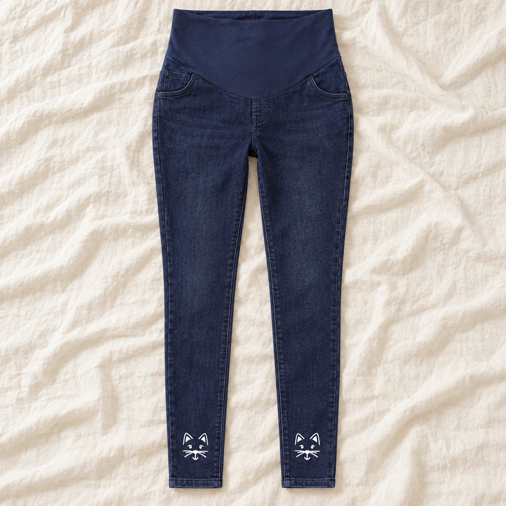 Tots & Moms maternity jeans — Indigo — Outline Cat, product view