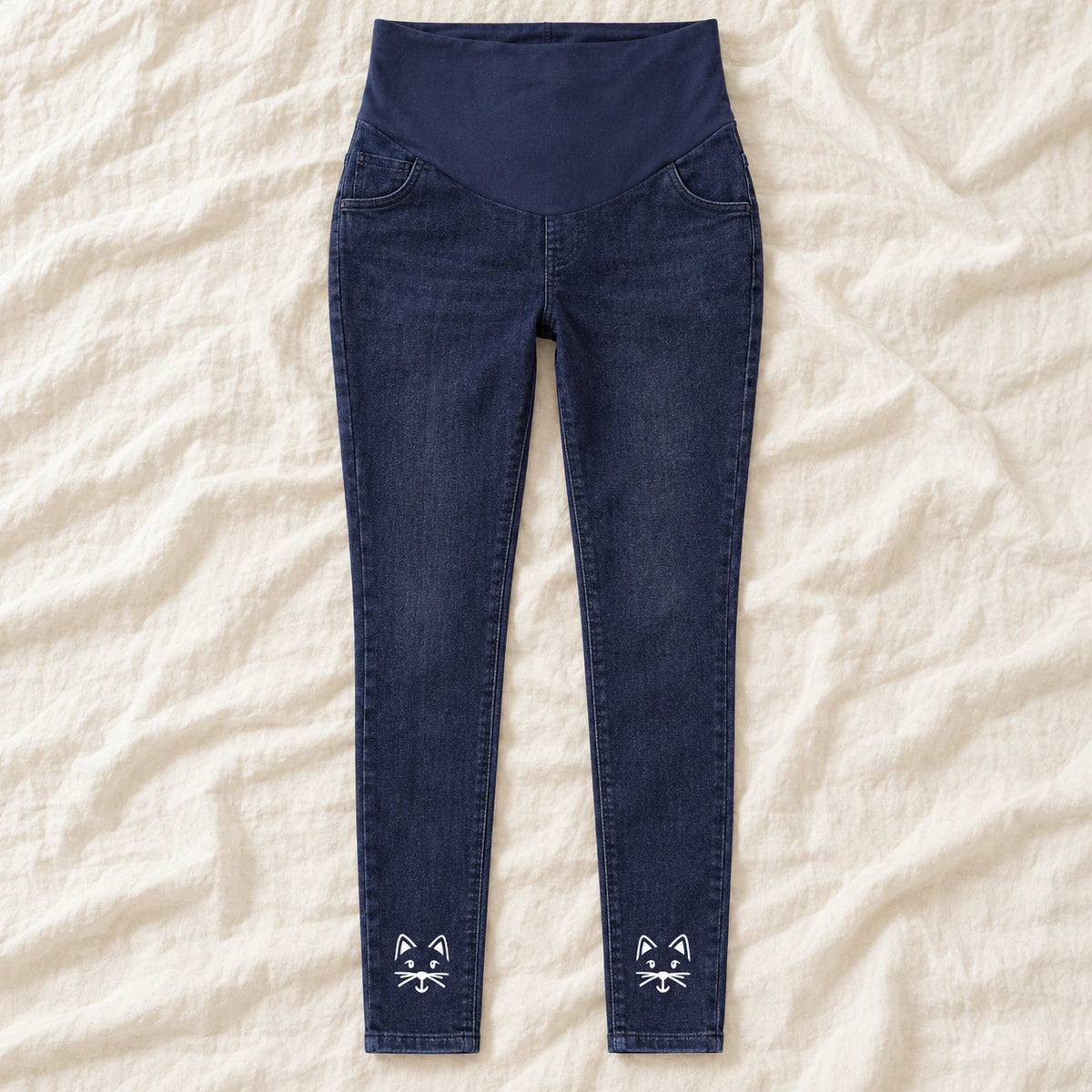 Tots & Moms maternity jeans — Indigo — Outline Cat, product view