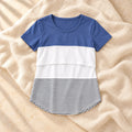 Relaxed Short-Sleeve Nursing T-Shirt, SKY BLUE, on warm cream linen