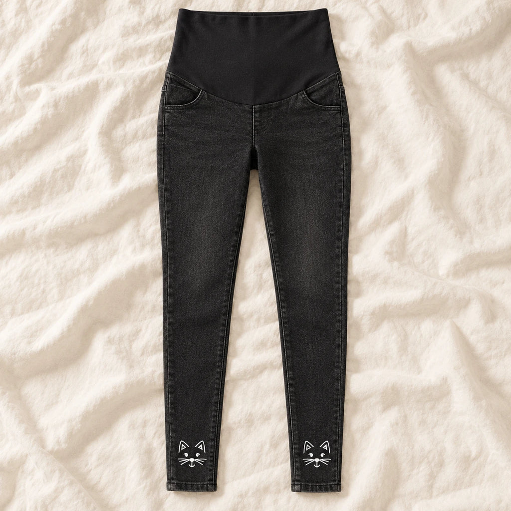 Tots & Moms maternity jeans — Black — Outline Cat, product view