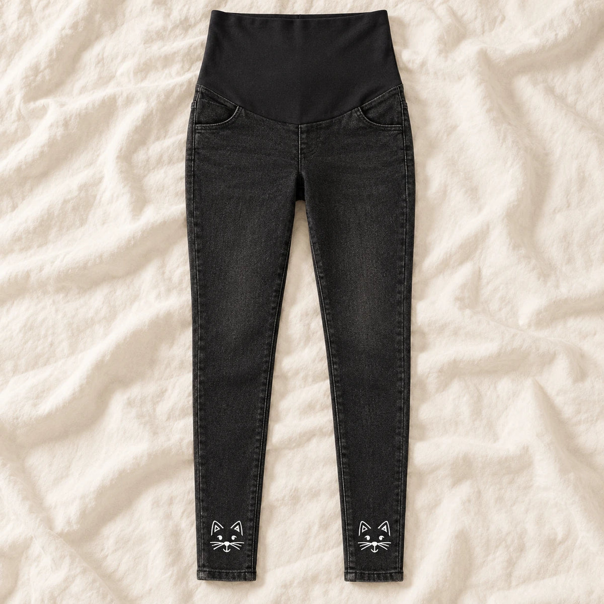 Tots & Moms maternity jeans — Black — Outline Cat, product view
