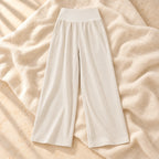 Lightweight Wide-Leg Maternity Trousers, Cream, on warm cream linen