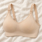 Wireless Clip-Down Nursing Bra — Single & Two-Packs — 1 bra — Beige, photographed on cream linen
