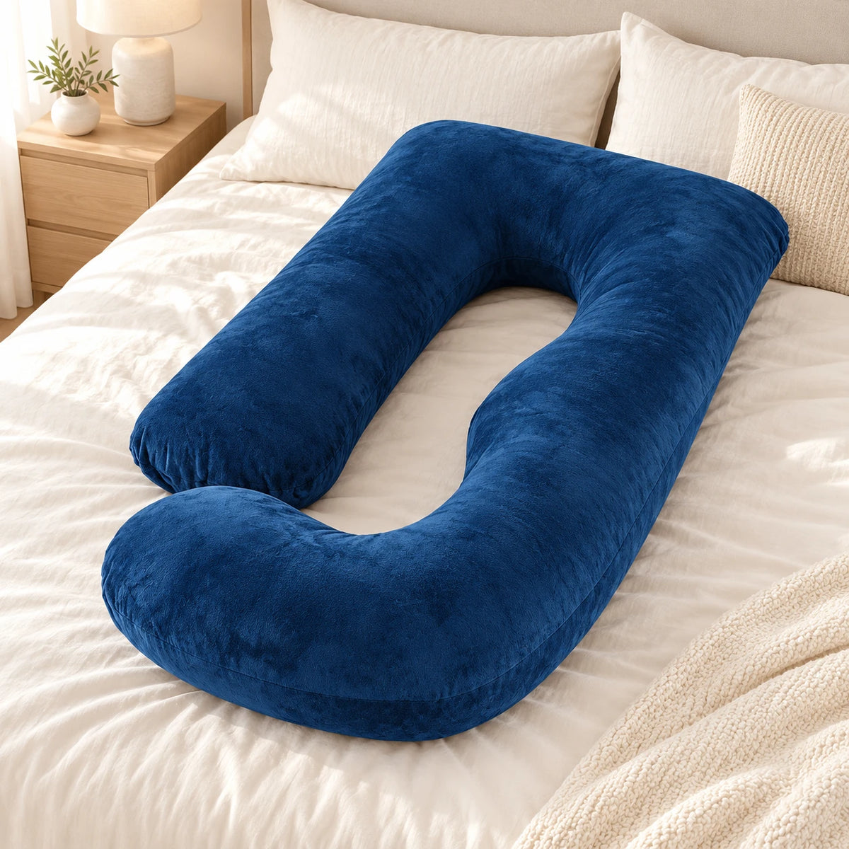 Tots & Moms U-shaped maternity pillow — Blue, product view
