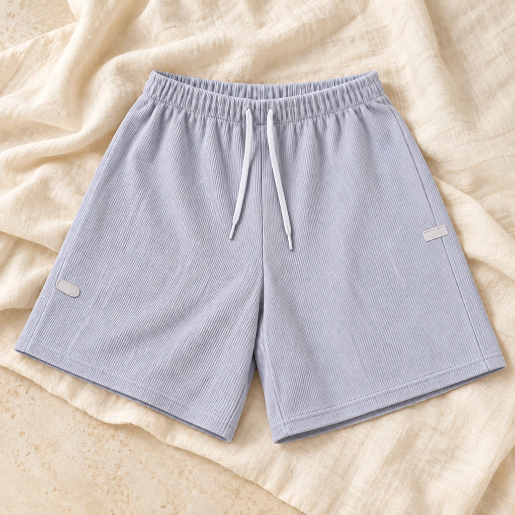 Loose Wide-Leg Maternity Shorts — Gray / XXL, product on cream linen
