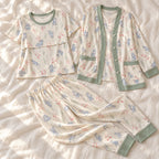 Tots & Moms three-piece nursing pyjama set — style SY-5604 — complete set on cream linen