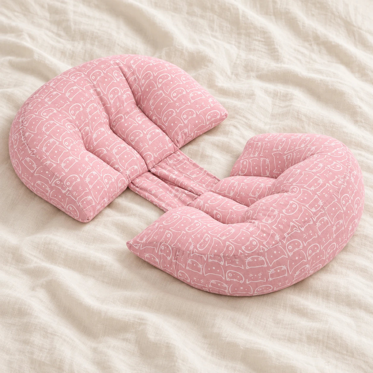 Adjustable Maternity Waist Support Pillow — Pink Cats — product detail