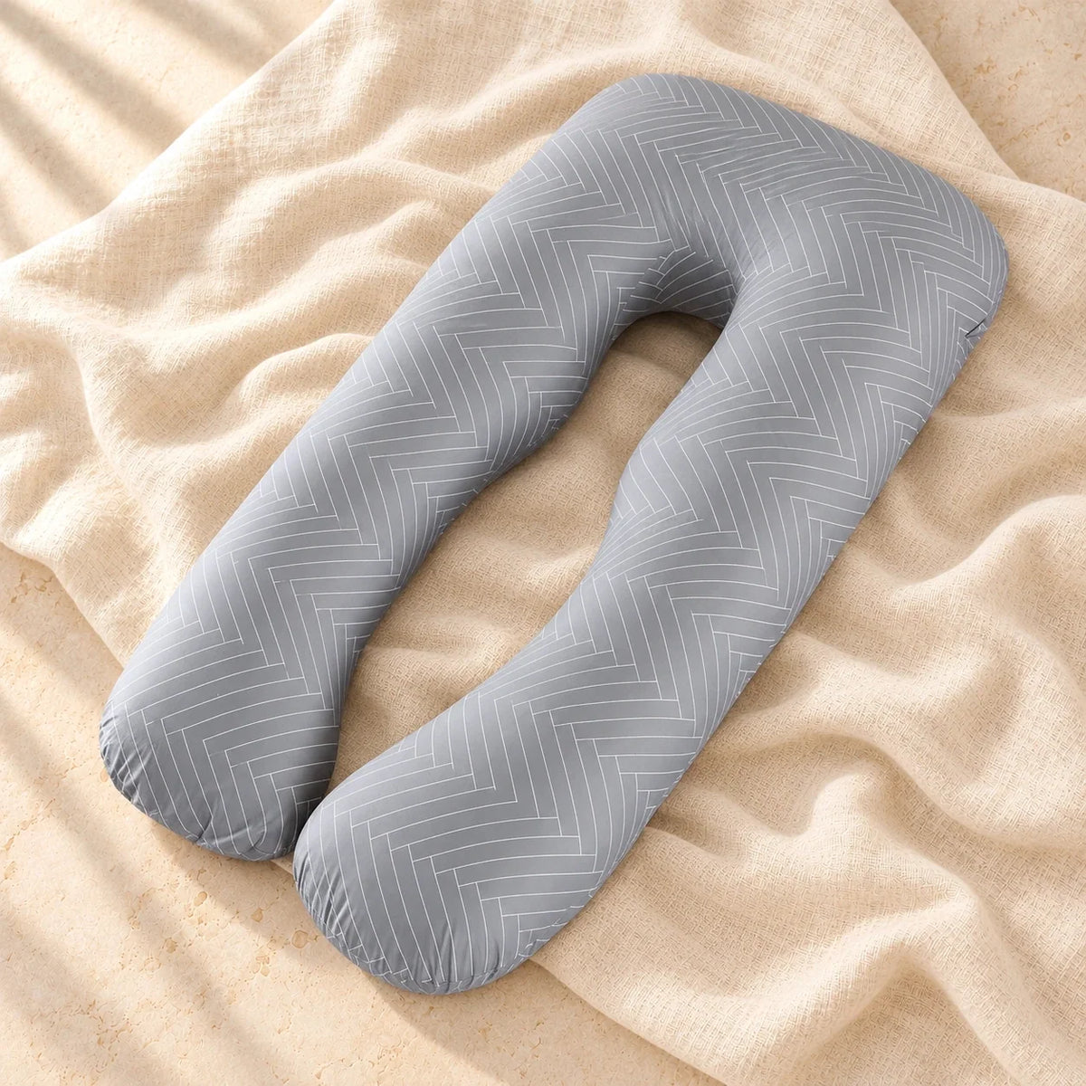 Full-Body Pregnancy Pillow — 130 × 70 cm, C, product on cream linen