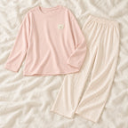 Long-Sleeve Nursing Pyjamas with Built-In Support — A02-24186 — product set on cream linen