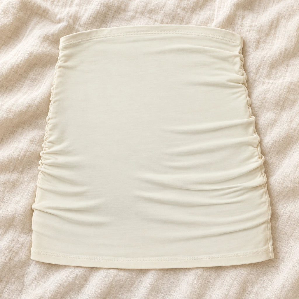 Tots & Moms stretch maternity band — beige / China Mainland / M — product on cream linen