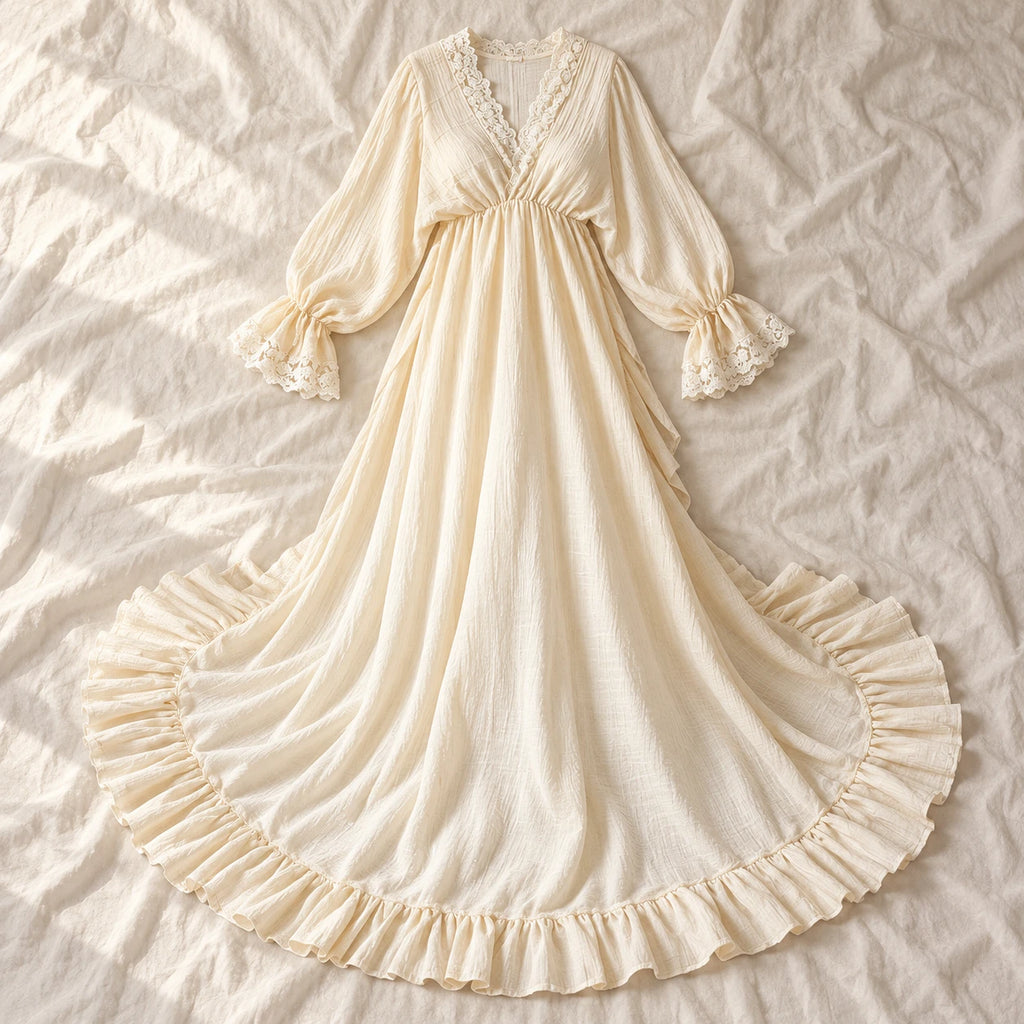 Tots & Moms V-neck maternity gown — Beige — product photograph