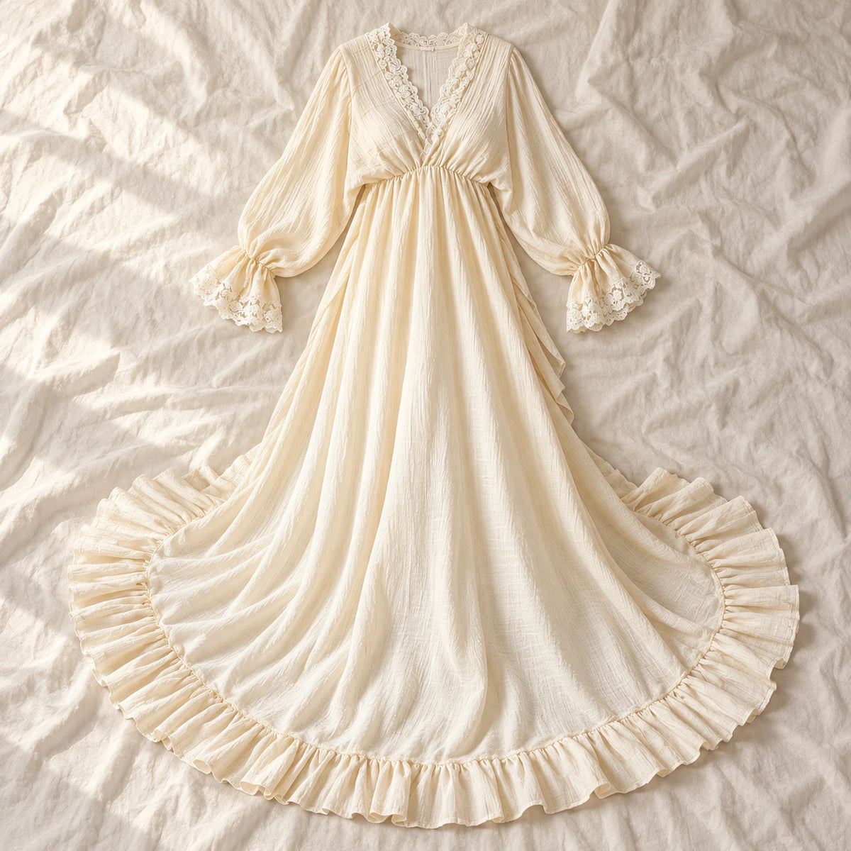 Tots & Moms V-neck maternity gown — Beige — product photograph