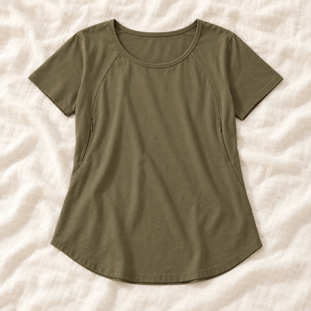 Tots & Moms nursing T-shirt — army green — product photograph