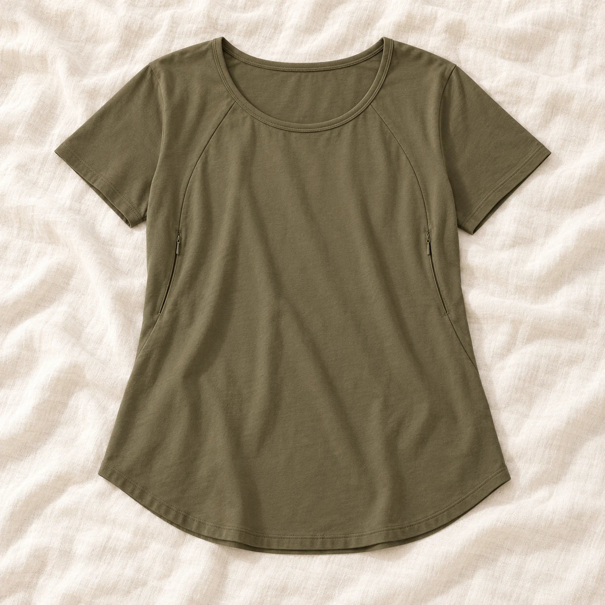 Tots & Moms nursing T-shirt — army green — product photograph