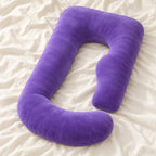 Full-Body Pregnancy Pillow with Washable Cover — Purple — product on cream linen