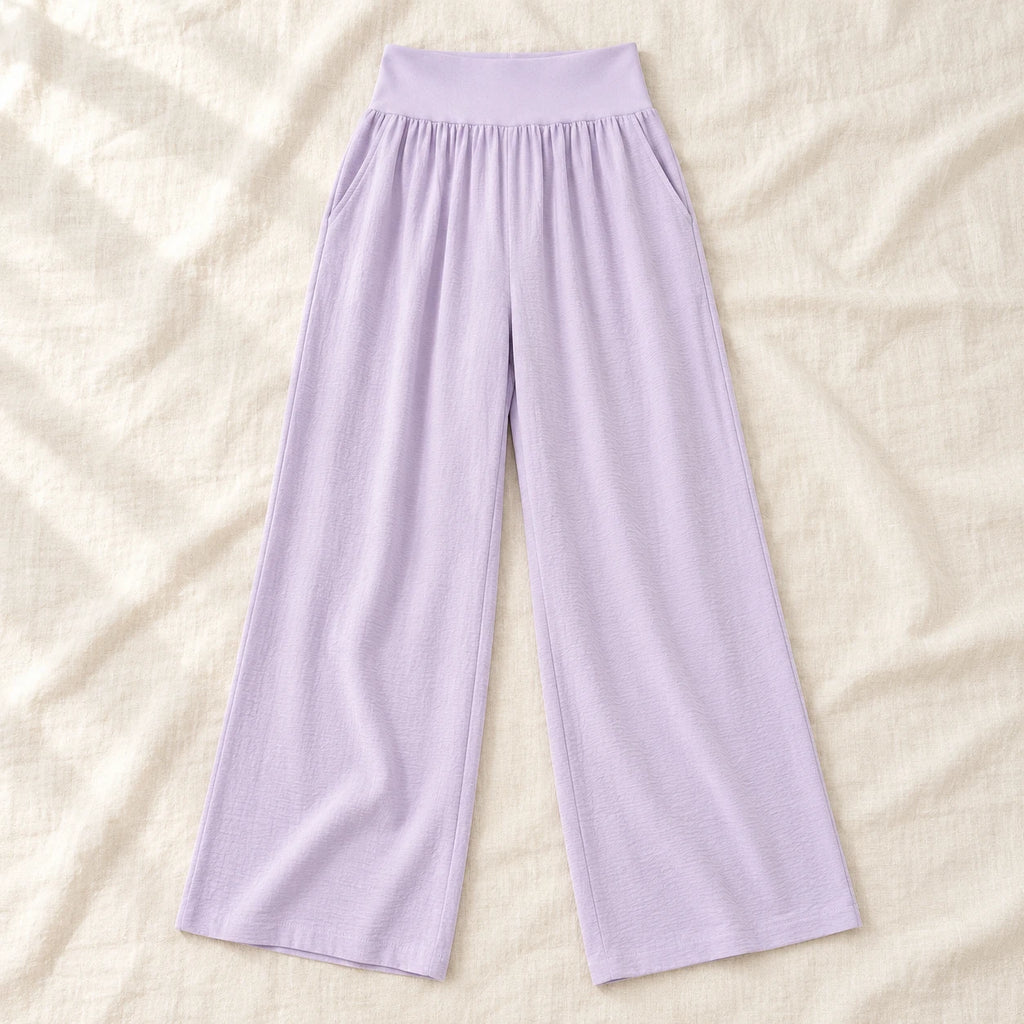 Lightweight Wide-Leg Maternity Trousers — Lavender — product detail