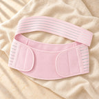 Hook-and-Loop Maternity Support Band, Pink, product on cream linen