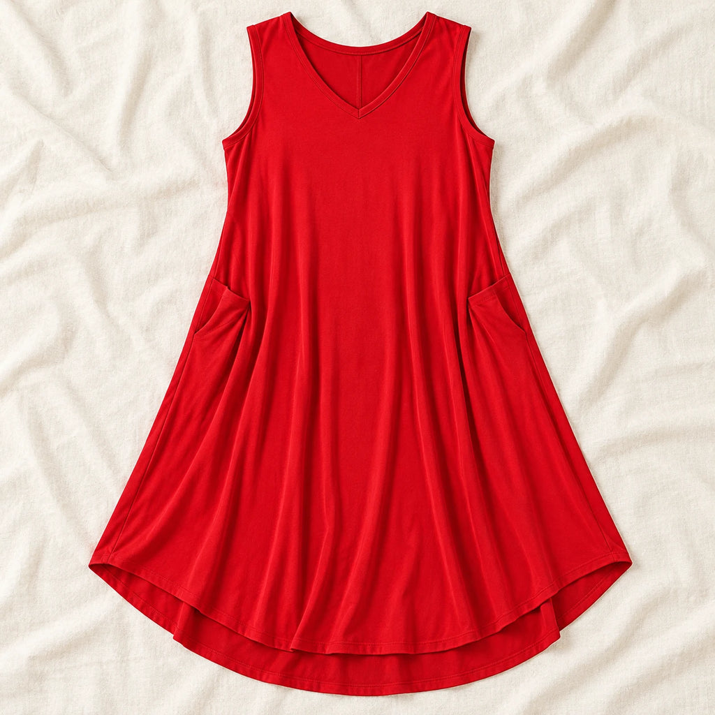 Sleeveless A-Line Maternity Dress — Red — product detail