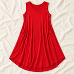Sleeveless A-Line Maternity Dress — Red — product detail
