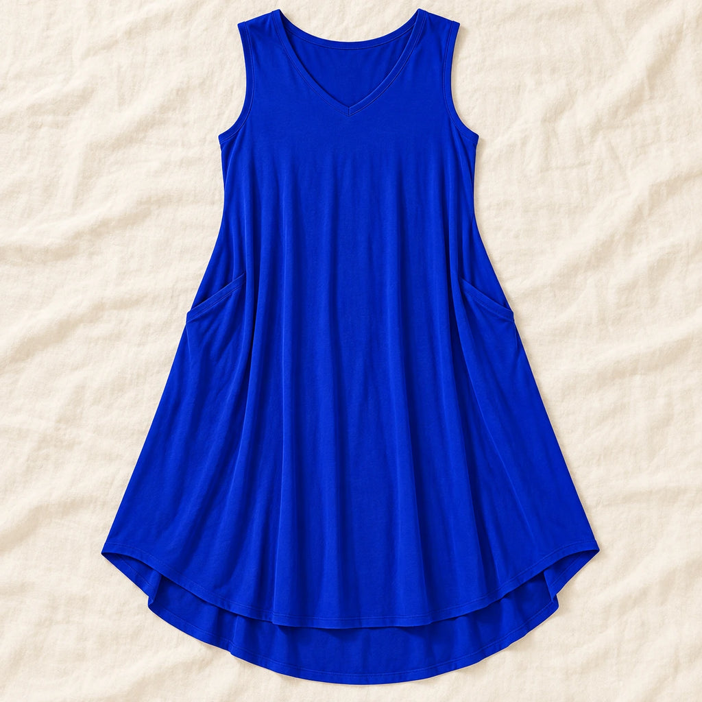 Sleeveless A-Line Maternity Dress — Royal Blue — product detail