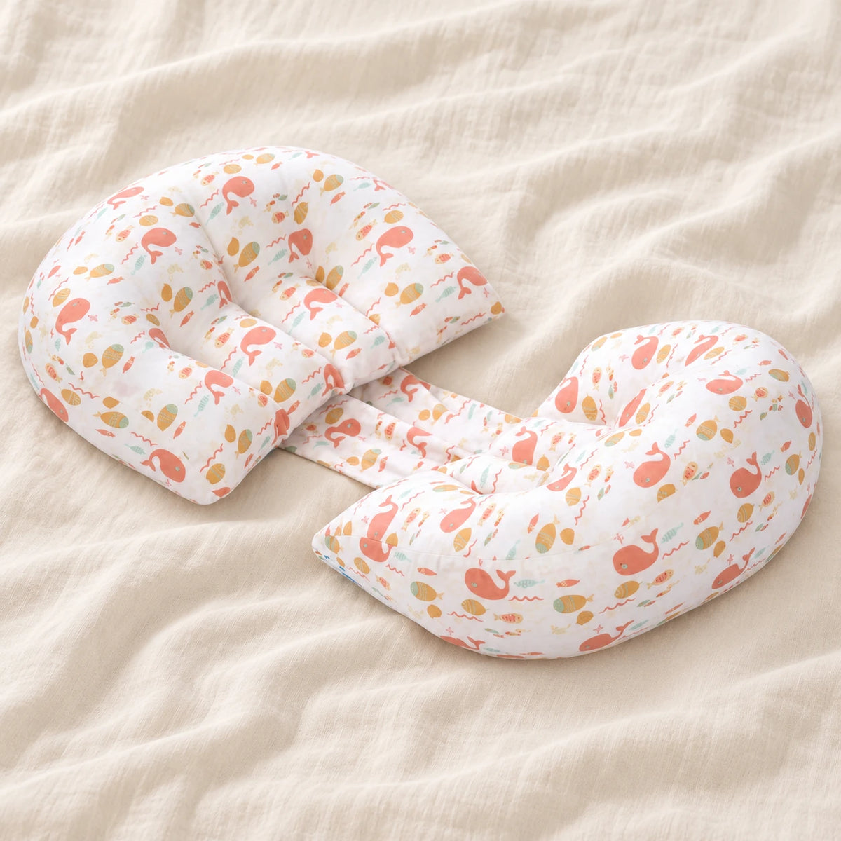 Adjustable Maternity Waist Support Pillow — Peach Whales — product detail