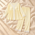 Modal Maternity Nursing Pyjama Set, YELLOW, on warm cream linen