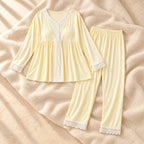 Modal Maternity Nursing Pyjama Set, YELLOW, on warm cream linen