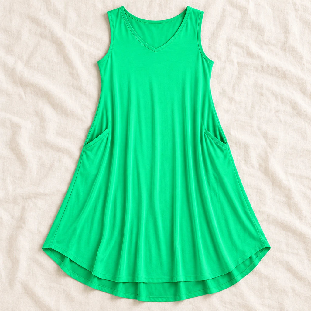 Sleeveless A-Line Maternity Dress — green — product detail