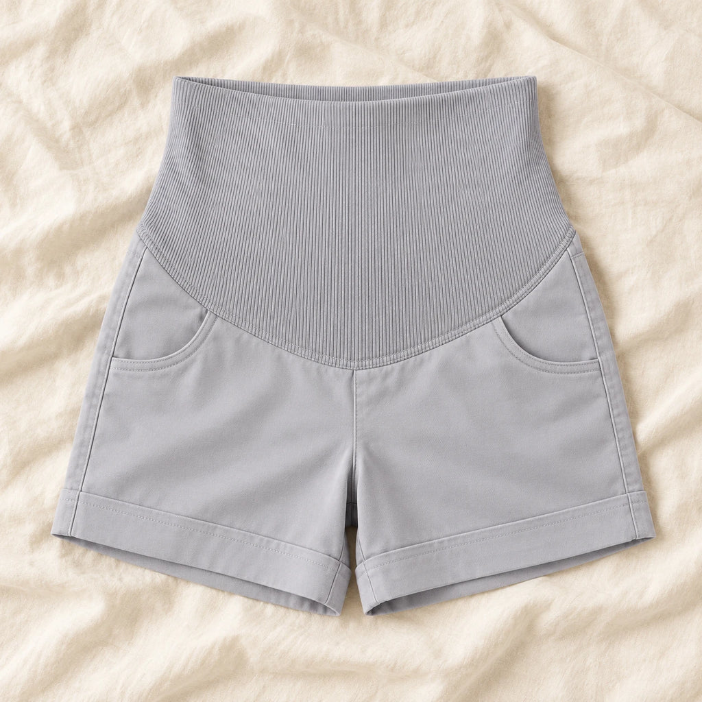 Adjustable-Waist Maternity Shorts — GRAY — product detail