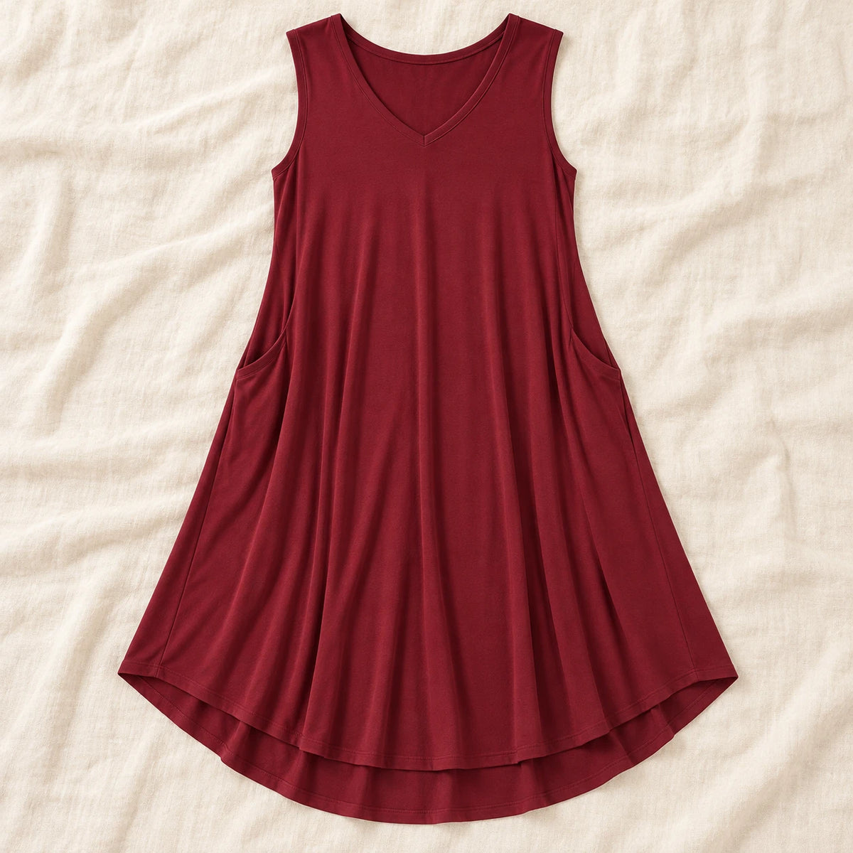 Sleeveless A-Line Maternity Dress — wine red — product detail