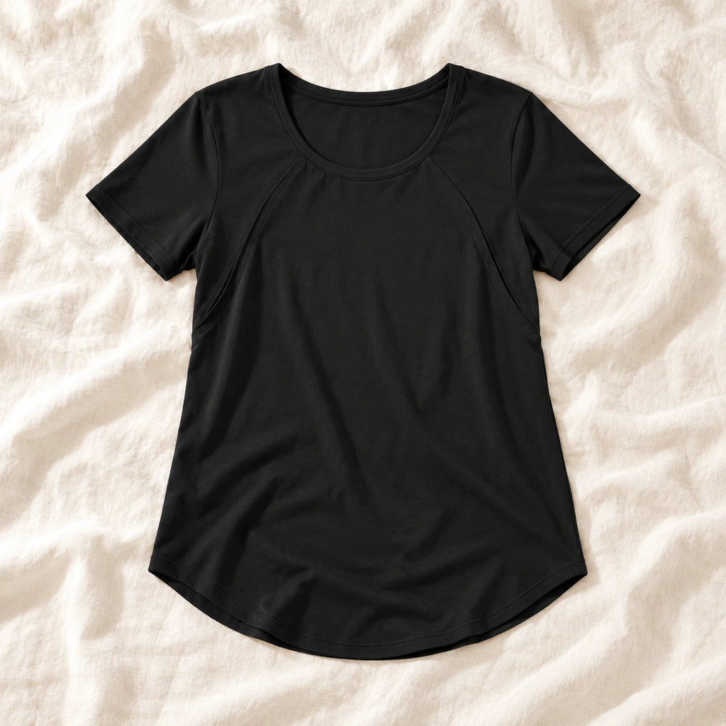 Tots & Moms nursing T-shirt — black — product photograph