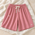 Loose Wide-Leg Maternity Shorts — Pink / XXL, product on cream linen