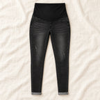Elastic-Waist Maternity Pencil Jeans — black — product detail