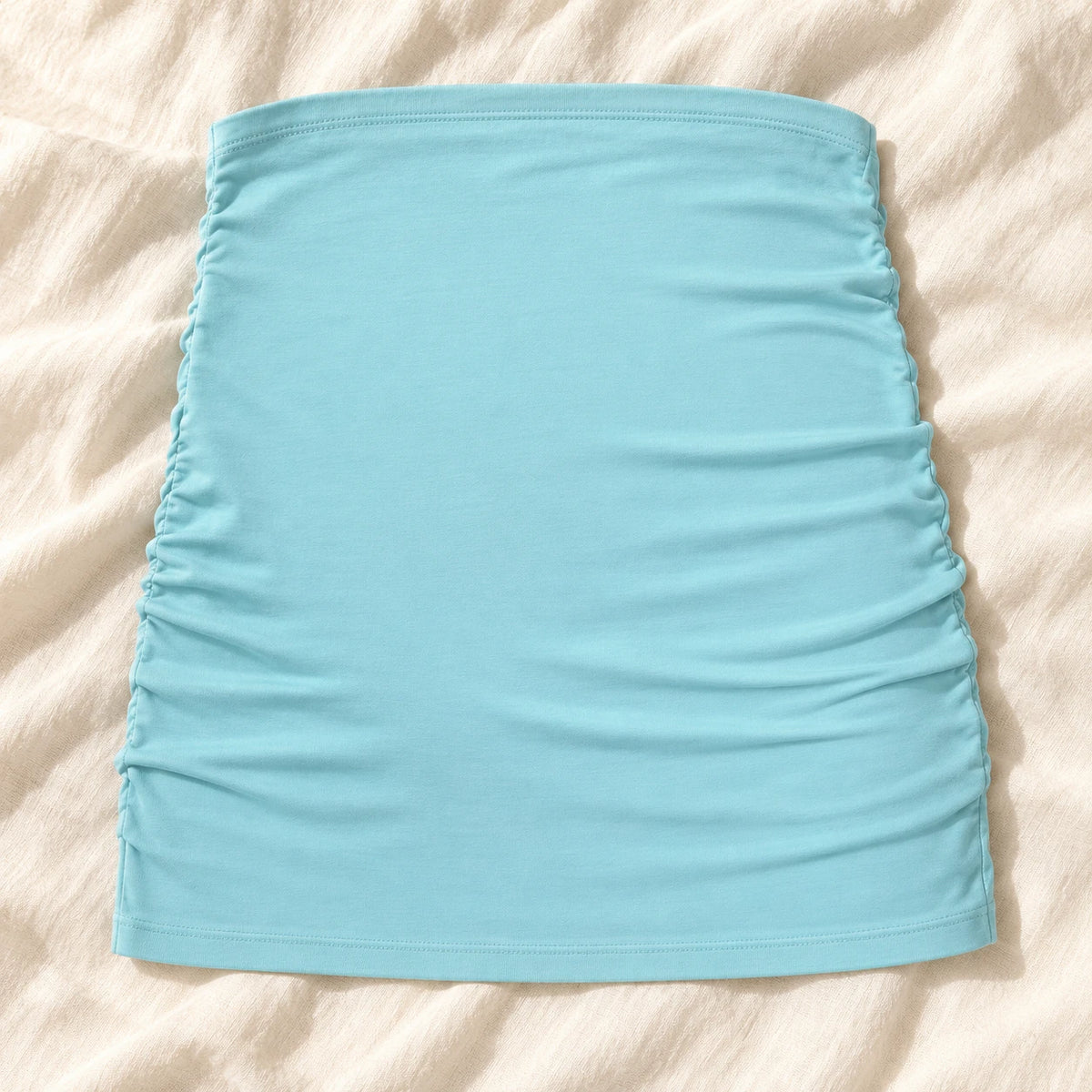 Tots & Moms stretch maternity band — aqua / China Mainland / M — product on cream linen
