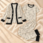 Three-Piece Maternity Nursing Sleepwear Set, SY-5601, on cream linen