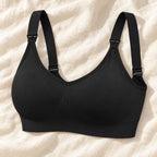 Wireless Clip-Down Nursing Bra — Single & Two-Packs — 1 bra — Black, photographed on cream linen