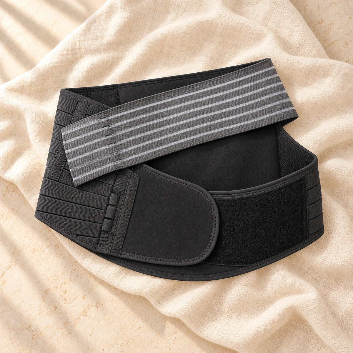 Adjustable Pregnancy Waist Band, M, on cream linen