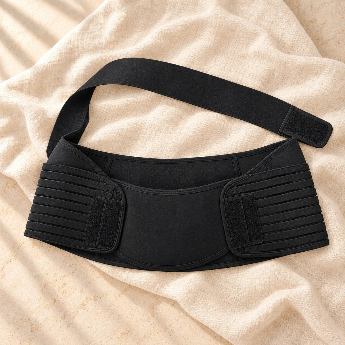Lightweight Pregnancy Support Belt, L, product on cream linen