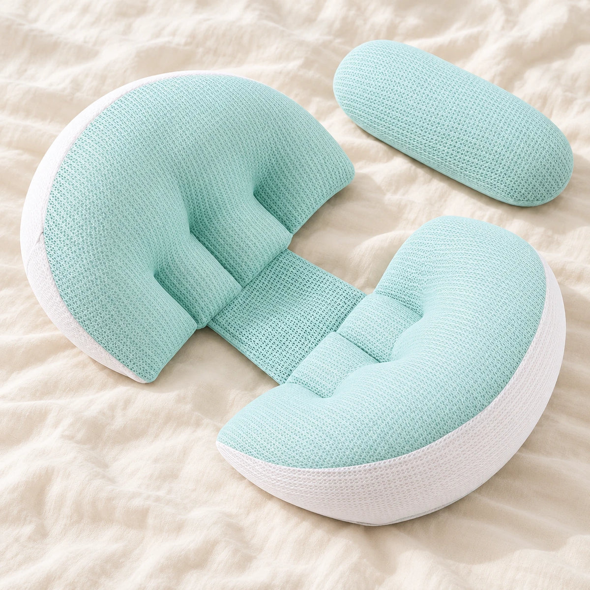 Adjustable Pregnancy Pillow with Auxiliary Cushion — Mint Mesh — product detail