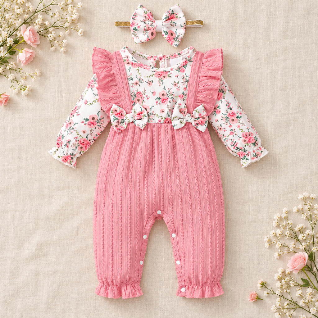 The Little Prints Baby Outfit Edit — Rose Pinafore Set baby outfit in boutique studio photograph