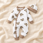 The Little Prints Baby Outfit Edit — Oat Teddy baby outfit in boutique studio photograph
