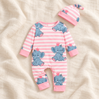 The Little Prints Baby Outfit Edit — Pink Elephant baby outfit in boutique studio photograph
