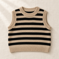 The Breton Stripe Knit Vest on ivory linen