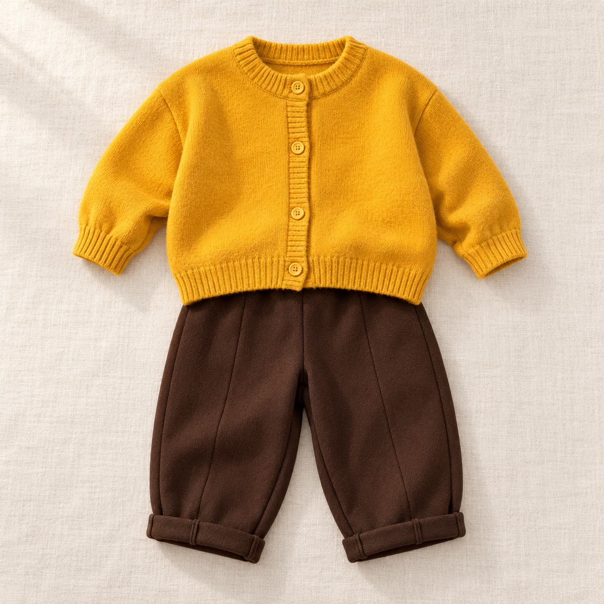 The Button Knit & Trouser Outfit on ivory linen