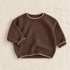 The Contrast-Trim Knit Sweater — Coffee — studio product photograph