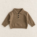 The Long-Sleeve Knit Polo — Khaki — studio product photograph