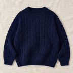 The Classic Cable Knit Sweater — Navy — studio product photograph
