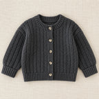 The Textured Button Knit Cardigan — Black — studio product photograph